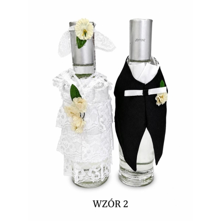 Ubranka na butelkę wódki - Koronka mix kolorów-10188