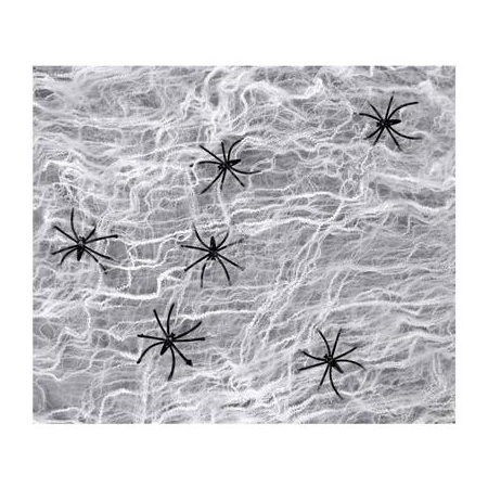 PAJĘCZYNA BIAŁA 60g + 2 PAJĄKI HALLOWEEN  -1193
