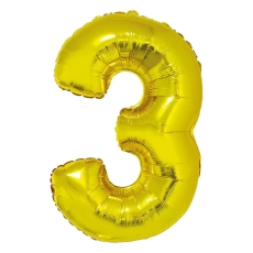 Balon foliowy "Cyfra 3", złota, 92cm