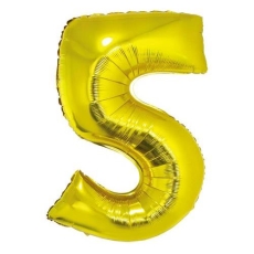 Balon foliowy "Cyfra 5", złota, 92cm