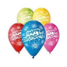 BALONY HAPPY BIRTHDAY FAJERWERKI 12"/5szt.URODZINY