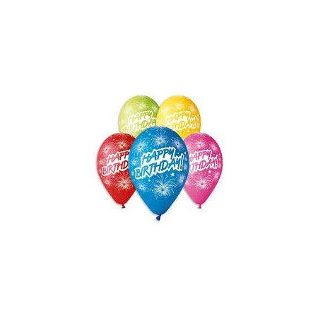 BALONY HAPPY BIRTHDAY FAJERWERKI 12"/5szt.URODZINY