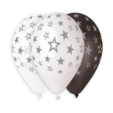 BALONY W GWIAZDKI SREBRNE,URODZINY,NOWY ROK,6SZT