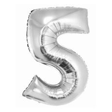 Balon foliowy "Cyfra 5", srebrna, 92cm
