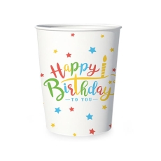KUBKI HAPPY BIRTHDAY KOLOROWE 6szt URODZINY-7470
