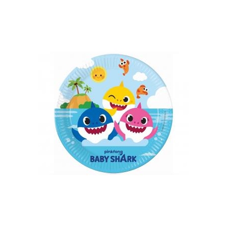 TALERZYKI PAPIEROWE BABY SHARK 23cm 8szt URODZINY-7579