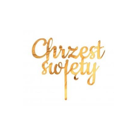 DEKORACJA AKRYLOWA NA TORT CHRZEST ŚWIĘTY ZŁOTA-8062
