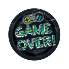Talerzyki papierowe GAME OVER 9", 8 szt.