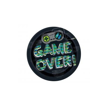Talerzyki papierowe GAME OVER 9", 8 szt.
