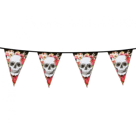 Girlanda Czaszka,Kwiaty 30x20 cm,6m Halloween