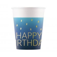 KUBECZKI PAPIEROWE BLUE HAPPY BIRTHDAY