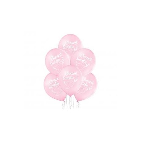 Balony D11 Chrzest Święty różowe, 6 szt.