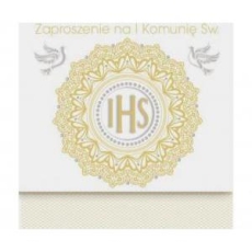 Zaproszenie kwadrat Hostia 120x120 Komunia 10szt