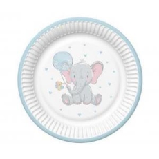 Talerzyki Baby Elephant with Blue Ballon, 8 szt.