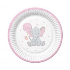 Talerzyki Baby Elephant with Pink Ballon, 8 szt.