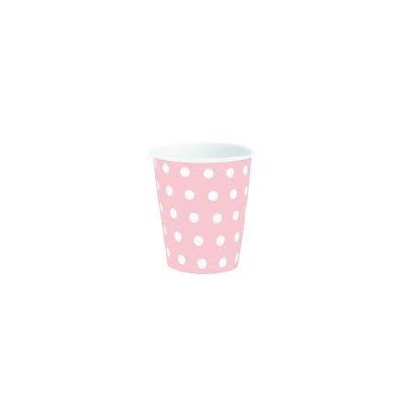 Kubek różowy w kropki 220ml 6szt.