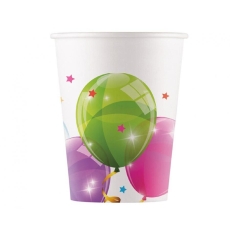 Kubeczki papierowe kolorowe balony 200ml/8 szt.