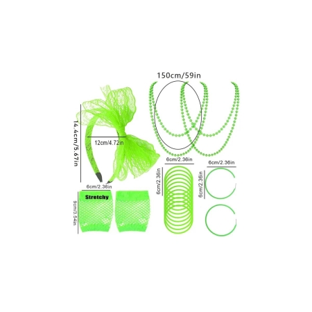 Zestaw 6-częściowy NEON zielony -9347