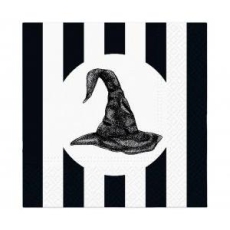 SERWETKI PAPIEROWE HALLOWEEN BIAŁO-CZARNE KAPELUSZ