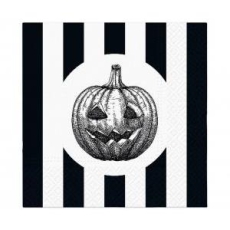 SERWETKI PAPIEROWE HALLOWEEN, BIAŁO-CZARNA DYNIA