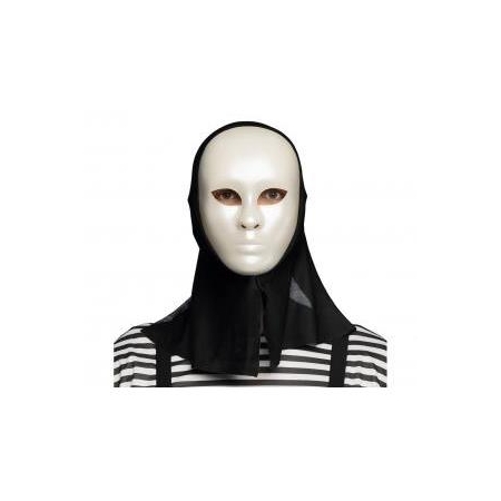 BIAŁA MASKA MIMA Z KAPTUREM