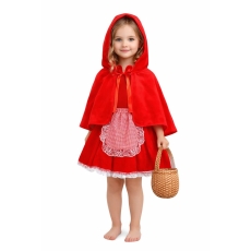 ZESTAW CZERWONY KAPTUREK SPÓDNICA PELERYNA KOSZ-3677