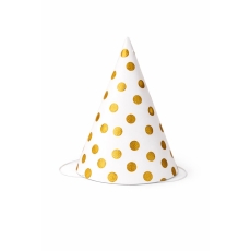 Papierowe czapeczki 6szt – złote kropeczki, 15cm