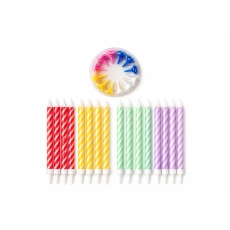 ŚWIECZKI KLASYCZNE 24/12 PŁOMIEŃ URODZINY TORT