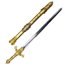 MIECZ RYCERSKI Z POCHWĄ ZŁOTY LUB SREBRNY PLASTIK