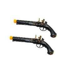 PISTOLET PIRATA PLASTIKOWY CZARNO ZŁOTY