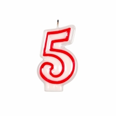 Świeczka Czerwony Obrys "5"