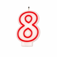 Świeczka Czerwony Obrys "8"