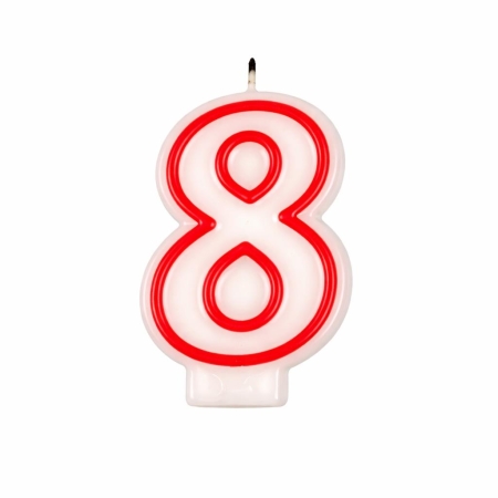Świeczka Czerwony Obrys "8"