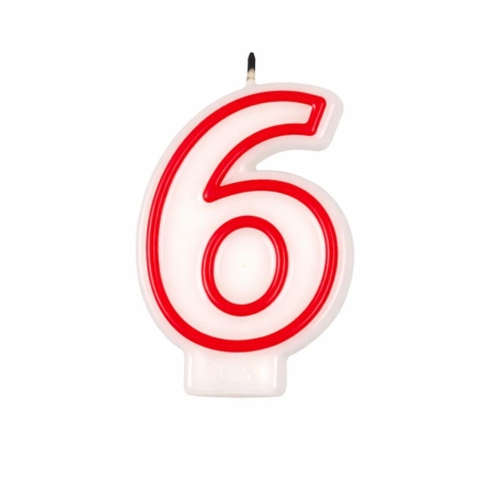 Świeczka Czerwony Obrys "6"