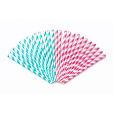 Papierowe słomki 12/12 urodziny  niebieskie/różowe