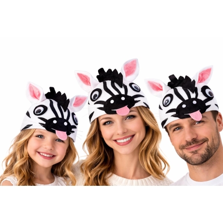 CZAPKA ZEBRA  MADAGASKAR ZOO PASKI BIAŁE CZARNE -9673