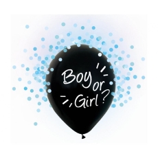 Balon, Boy Or Girl, niebieskie konfetti, 12 cali