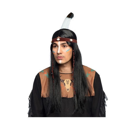 Peruka Indianina Takoda, czarne włosy z opaską