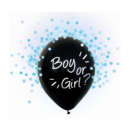 Balon, Boy Or Girl, niebieskie konfetti, 12 cali