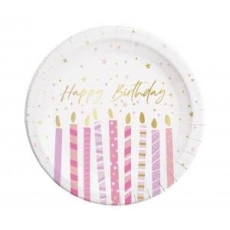 Talerzyki papierowe Birthday Candles, FSC, 23 cm,