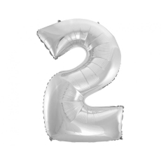 Balon foliowy "Cyfra 2", srebrna, 92cm