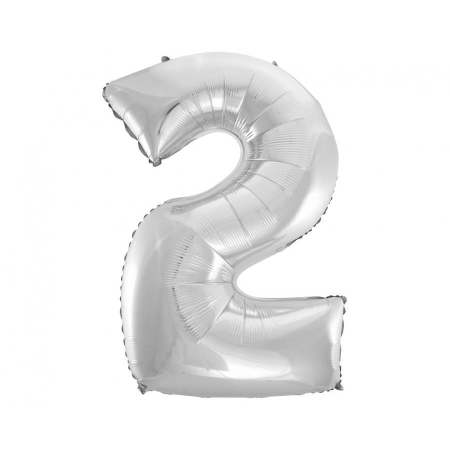 Balon foliowy "Cyfra 2", srebrna, 92cm